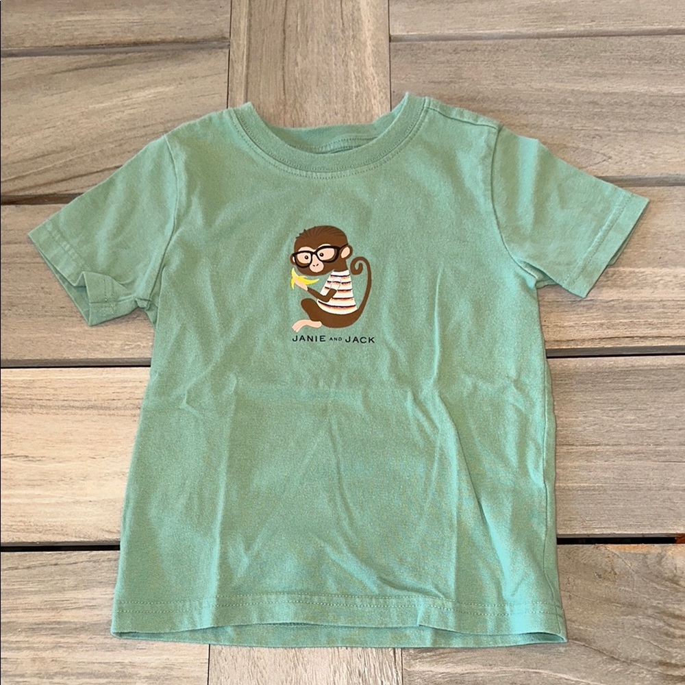 Janie and Jack Green Graphic Monkey T-Shirt, 2T